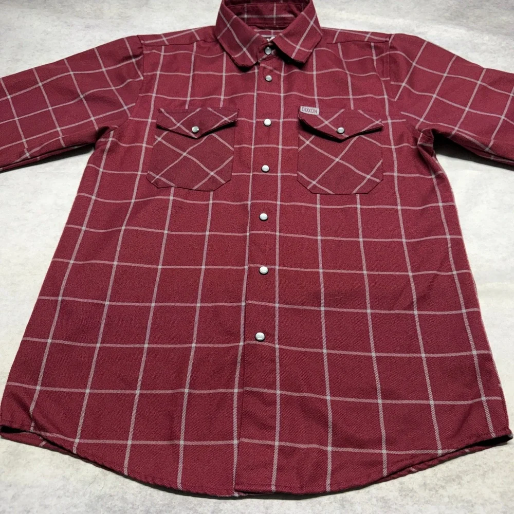 Dixxon Flannel Co The Underground Red Windowpane Plaid Snap Button Shirt Small